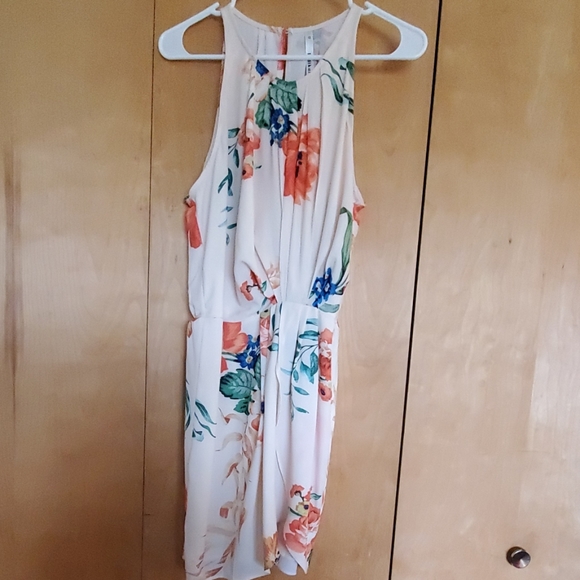 cream/light orange floral halter dress - Picture 1 of 4